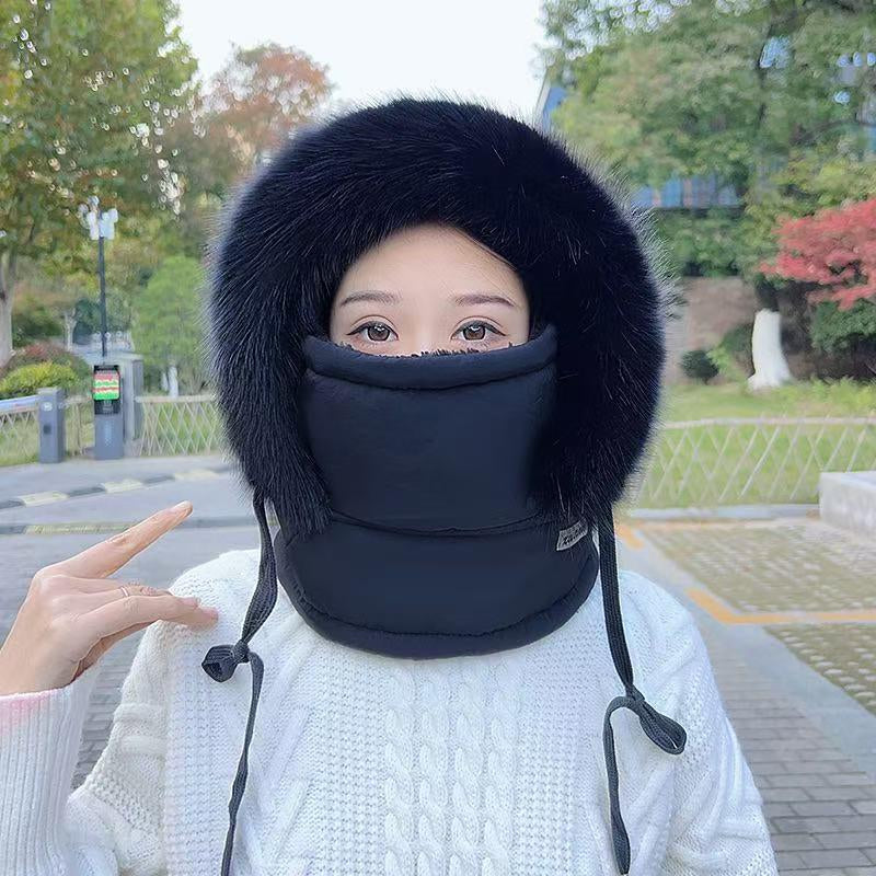 1Pc Upgraded Thickened Balaclava with Faux Fur Trim, Windproof Full Face Cover and Neck Warmer Hat for Winter Sports, Textured Fabric Ski Mask - Perfect Gift for Mother'S Day