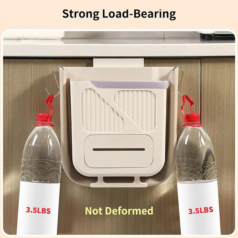Foldable Kitchen Trash Can with Lid – Hanging Garbage Bin & Organizer, Space-Saving Kitchen Waste Management Bucket, Household Storage Accessory for Home, Cabinets, Bathroom, RV, and Camping