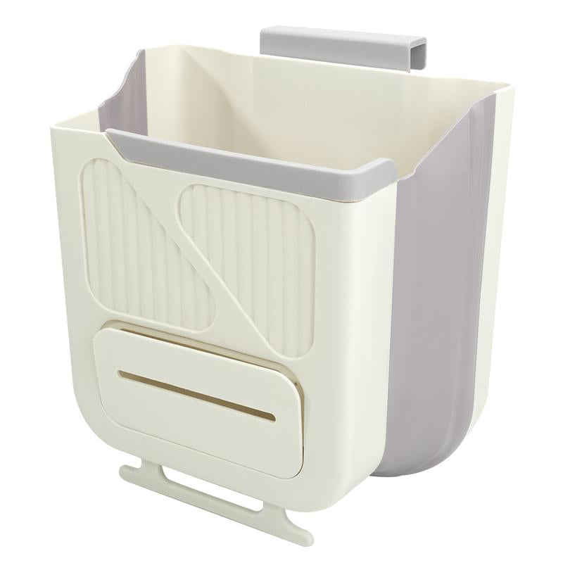 Foldable Kitchen Trash Can with Lid – Hanging Garbage Bin & Organizer, Space-Saving Kitchen Waste Management Bucket, Household Storage Accessory for Home, Cabinets, Bathroom, RV, and Camping