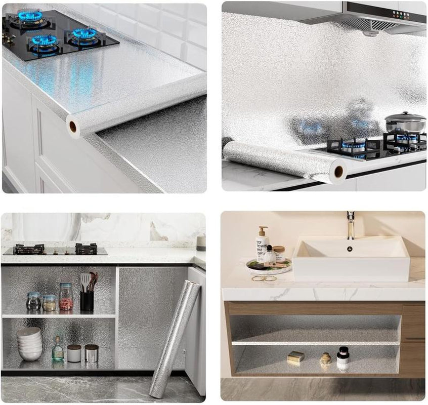 Kitchen Backsplash Wallpaper Stickers, Kitchen Stickers Self Adhesive Kitchen Aluminum Stickers Oil Proof Waterproof Kitchen Stove Sticker -15.6...
