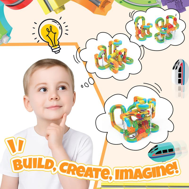 Magic Rail Block,Winktoys DIY Track Set,Building Block,Creative DIY Construction Set,Gravity-Defying, Upside-Down Driving,Led,Christmas Gift,Gift for Kids,Magic RAIL CUBE