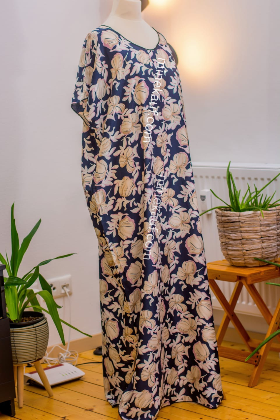 Luxury Crepe Silk Boubou Maxi Dress | One Size Free (S–L) | 140cm |Evening Bloom