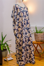 Luxury Crepe Silk Boubou Maxi Dress | One Size Free (S–L) | 140cm |Evening Bloom