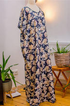 Luxury Crepe Silk Boubou Maxi Dress | One Size Free (S–L) | 140cm |Evening Bloom