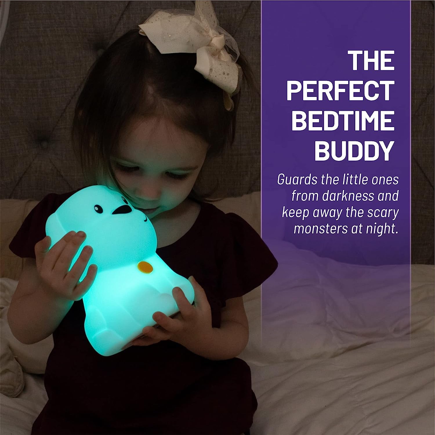 Pepper the Puppy Dog Squishy Silicone Night Light for Kids | Cute Night Light with Remote & Touch Control for Baby & Toddler Bedrooms | Color Changing Animal Lamp | Soft Portable Nightlight