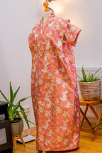 Luxury Damask Boubou Maxi Dress | One Size Free (S–L) | 140cm | Blush Bloom