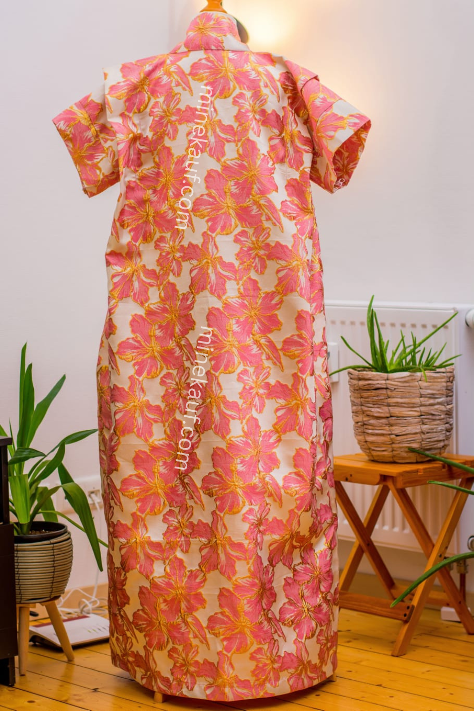 Luxury Damask Boubou Maxi Dress | One Size Free (S–L) | 140cm | Blush Bloom