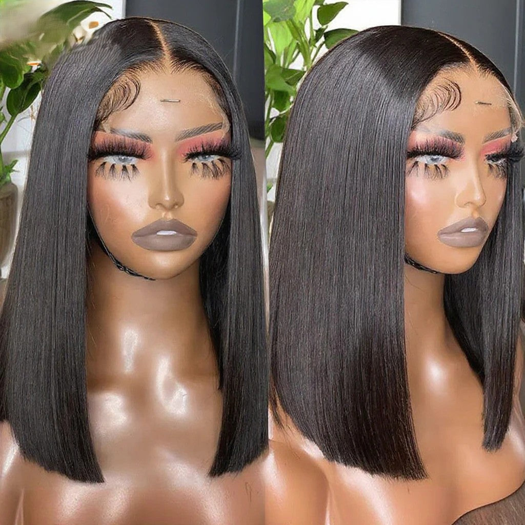 Bob Length 180% Density Virgin Straight HD Full Lace Frontal Wig Human Hair