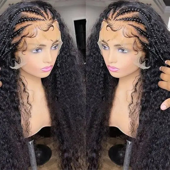 180 % Dichte, unbehandelte indische Echthaarperücke, kleberlose Full-HD-Spitzenfrontperücke, vorgezupftes, geflochtenes Haar mit intakter Schuppenschicht.