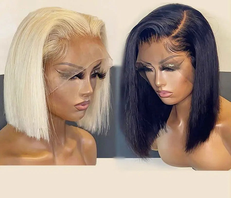 Bob Length 180% Density Virgin Straight HD Full Lace Frontal Wig Human Hair