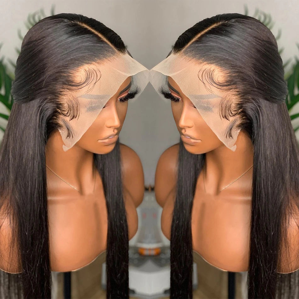 100% REAL HUMAN HAIR Bone Straight Lace Wig | Hd Lace Frontal Wigs Transparent Lace Wig | Natural Lace Front Wig