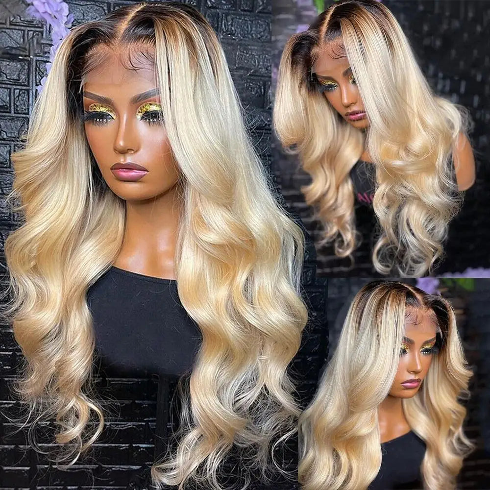 180% density 613 Ombre Blonde 100% Human Hair Wig | 13x4 HD Lace Frontal Wig Glueless