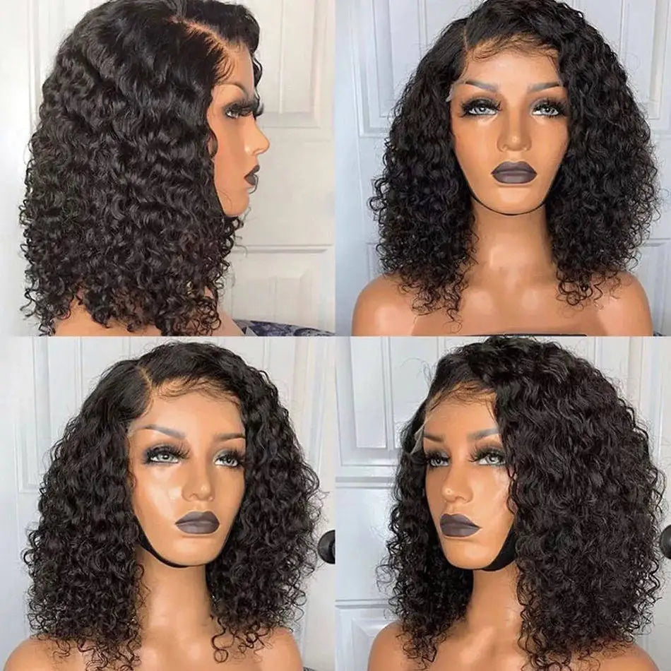 Bob 180 Density Virgin Curly HD Full Lace Frontal Wig Natural Human Hair