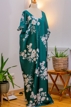 Luxury Crepe Silk Boubou Maxi Dress | One Size Free (S–L) | 140cm | Emerald Green Floral