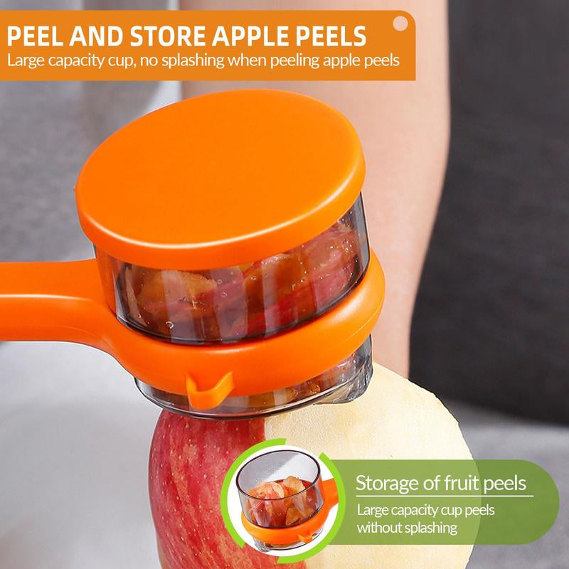 Peeling Knife with Storage Box, Upgrade Vegetable Peeler with Storage Bucket, Ergonomic Non-Slip Handle Stainless Steel Swivel Vegetable Peeler for Fruit Carrot Veggie Potatoes Peeler (Orange)