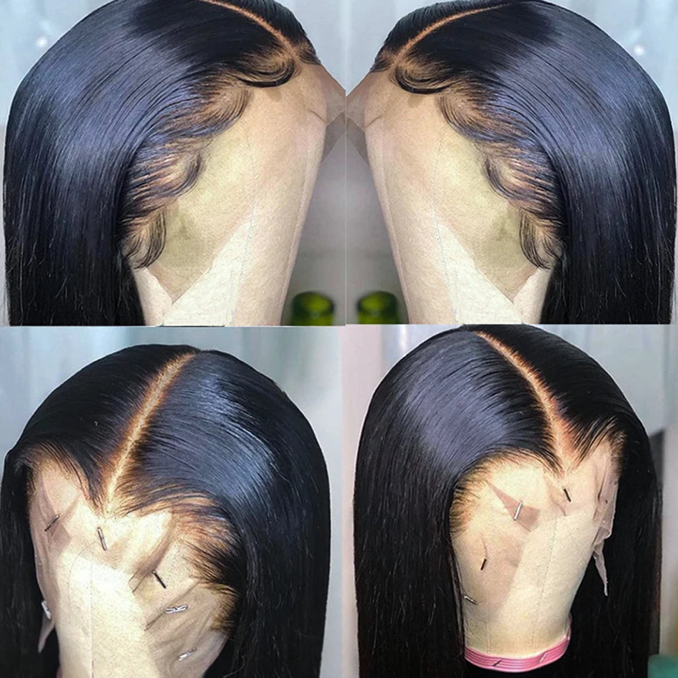 100% REAL HUMAN HAIR Bone Straight Lace Wig | Hd Lace Frontal Wigs Transparent Lace Wig | Natural Lace Front Wig