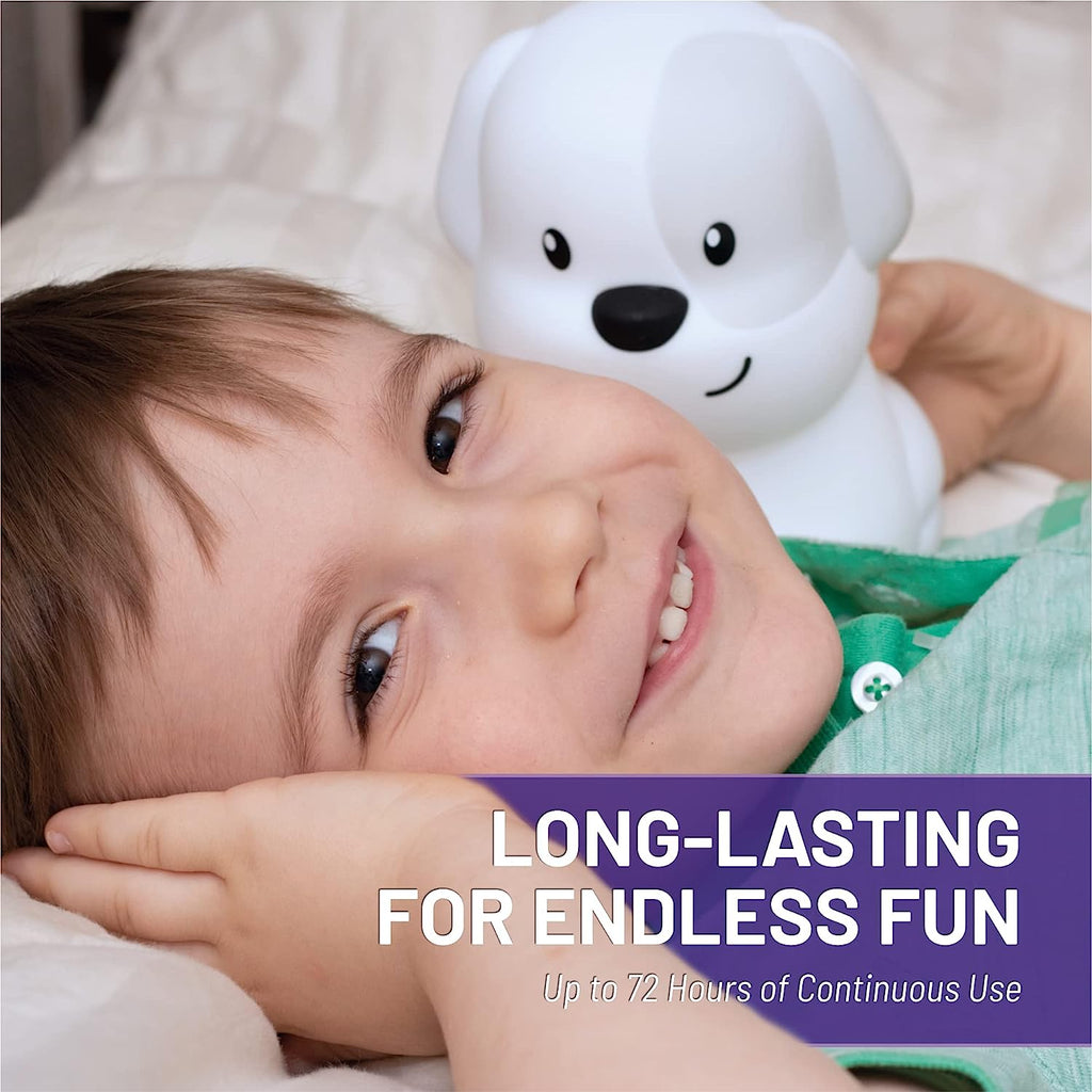 Pepper the Puppy Dog Squishy Silicone Night Light for Kids | Cute Night Light with Remote & Touch Control for Baby & Toddler Bedrooms | Color Changing Animal Lamp | Soft Portable Nightlight