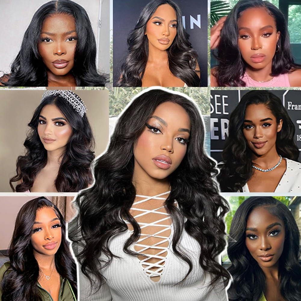 Glueless Wig Human Hair Wear and Go Pre Plucked 4X4 HD Lace Front Pre Cut Body Wave Lace Front Wigs Natural Hairline Wigs Natural Color 180 Density (16 Inch)