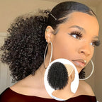 Short Afro Kinky Curly Drawstring Ponytail – 25cm Voluminous Synthetic Clip-In Extension for Effortless Natural Style