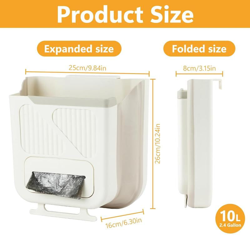 Foldable Kitchen Trash Can with Lid – Hanging Garbage Bin & Organizer, Space-Saving Kitchen Waste Management Bucket, Household Storage Accessory for Home, Cabinets, Bathroom, RV, and Camping
