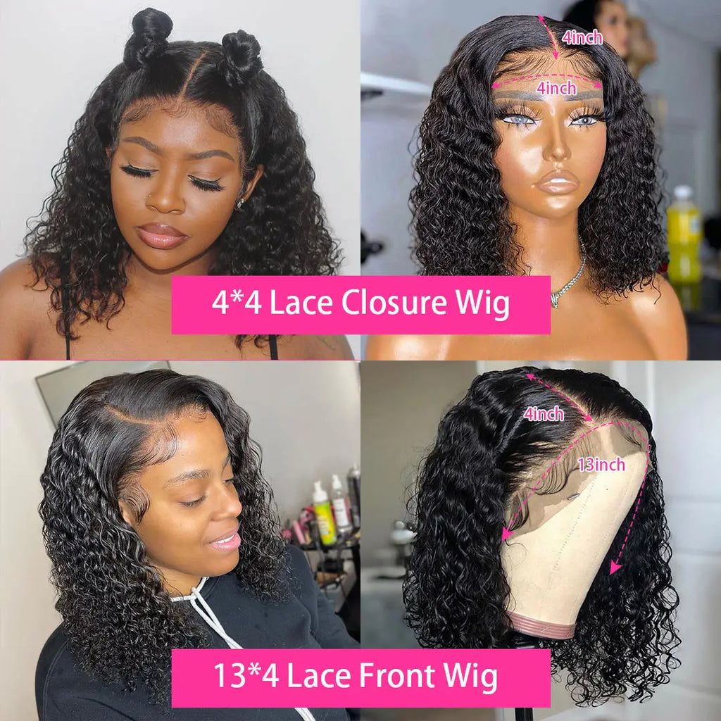 Bob 180 Density Virgin Curly HD Full Lace Frontal Wig Natural Human Hair