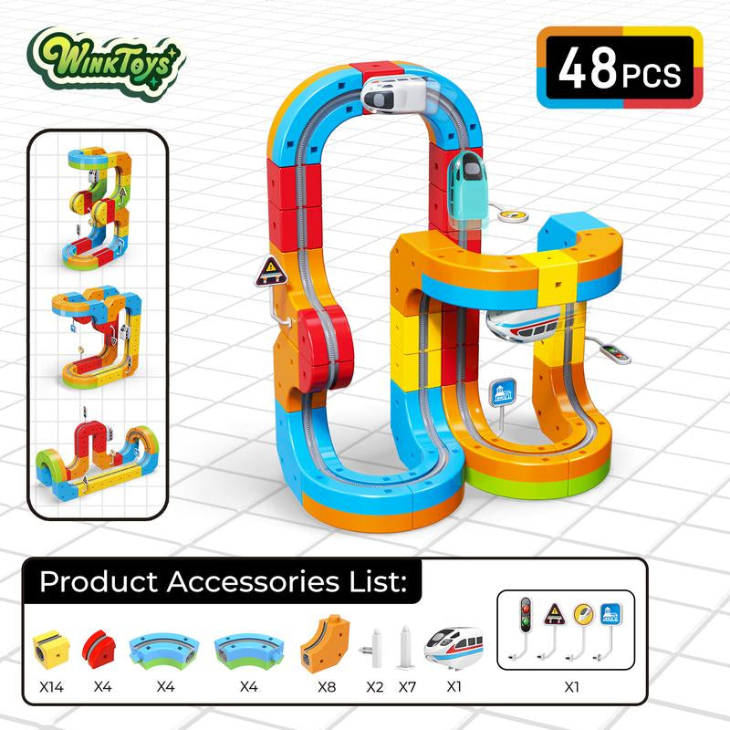 Magic Rail Block,Winktoys DIY Track Set,Building Block,Creative DIY Construction Set,Gravity-Defying, Upside-Down Driving,Led,Christmas Gift,Gift for Kids,Magic RAIL CUBE
