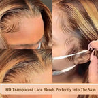 P4/27 Blonde Body Wave HD Lace Frontal Echthaarperücke | 100 % brasilianische Echthaarperücke mit Lace-Front, kleberlos, Klavierlackfarbe