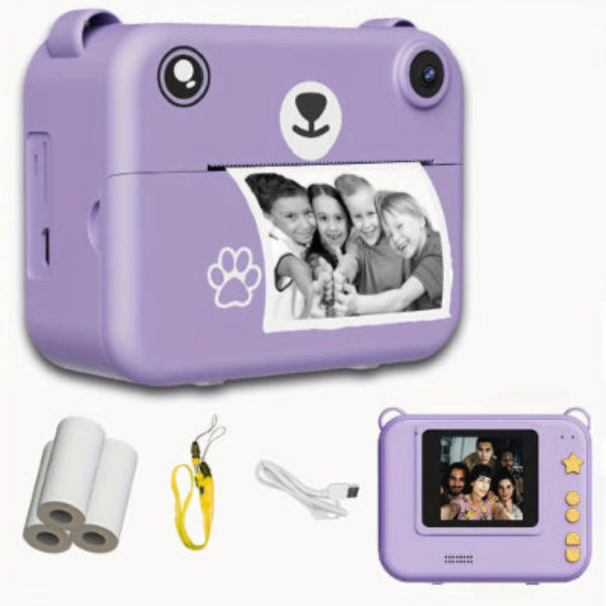 Mini Instant Print Camera for Kids – Thermal Printer, USB Rechargeable, Birthday Gift Set