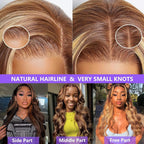 P4/27 Blonde Body Wave HD Lace Frontal Echthaarperücke | 100 % brasilianische Echthaarperücke mit Lace-Front, kleberlos, Klavierlackfarbe