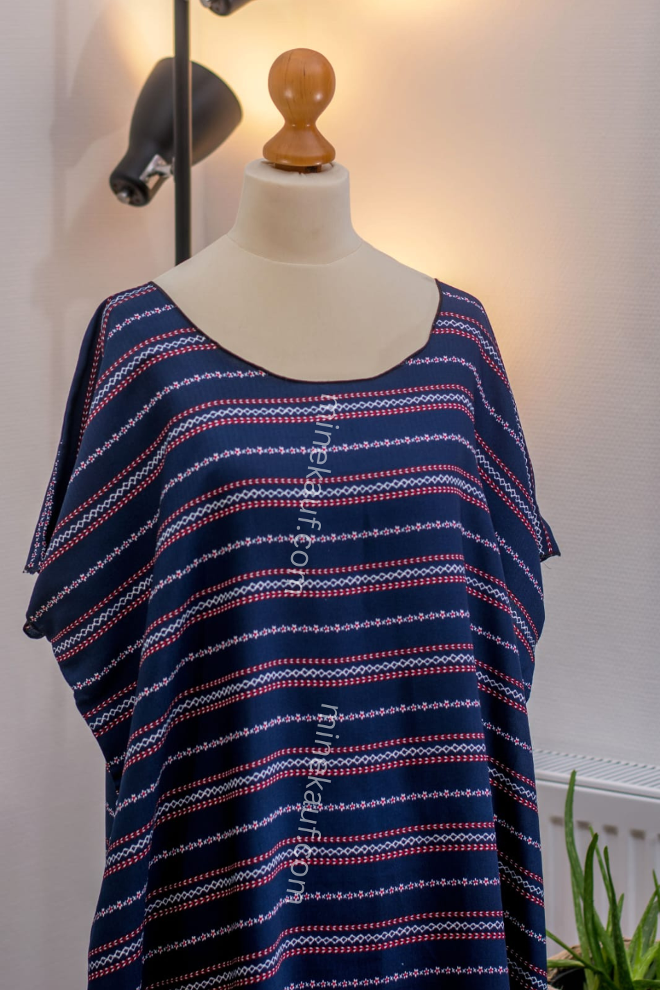 Luxury Crepe Silk Boubou Maxi Dress | One Size Free (S–L) | 140cm | Midnight Stripe