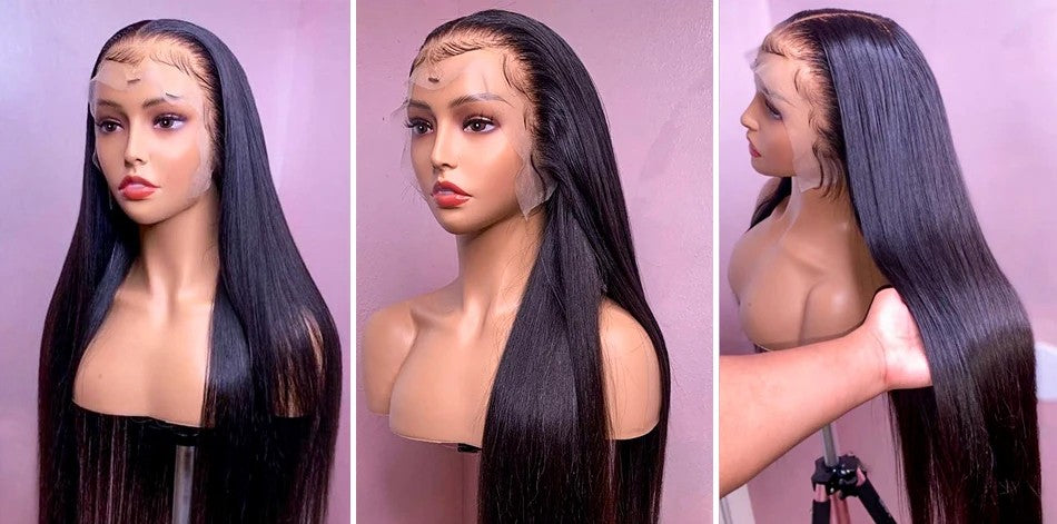 100% REAL HUMAN HAIR Bone Straight Lace Wig | Hd Lace Frontal Wigs Transparent Lace Wig | Natural Lace Front Wig