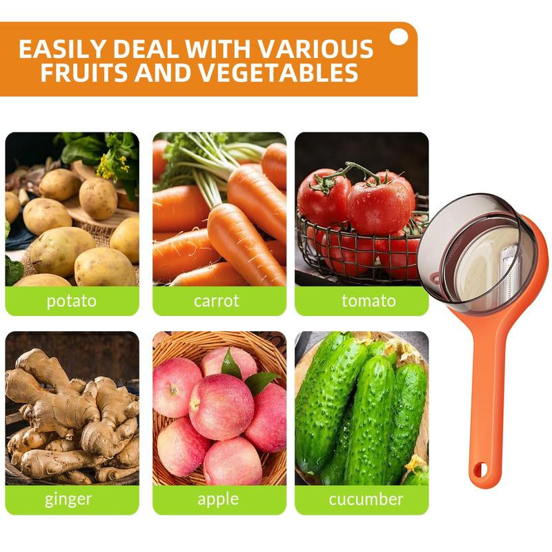 Peeling Knife with Storage Box, Upgrade Vegetable Peeler with Storage Bucket, Ergonomic Non-Slip Handle Stainless Steel Swivel Vegetable Peeler for Fruit Carrot Veggie Potatoes Peeler (Orange)
