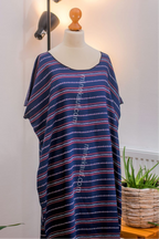 Luxury Crepe Silk Boubou Maxi Dress | One Size Free (S–L) | 140cm | Midnight Stripe