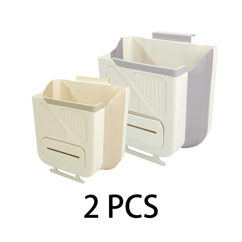 Foldable Kitchen Trash Can with Lid – Hanging Garbage Bin & Organizer, Space-Saving Kitchen Waste Management Bucket, Household Storage Accessory for Home, Cabinets, Bathroom, RV, and Camping