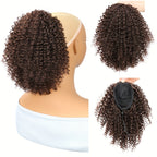 Short Afro Kinky Curly Drawstring Ponytail – 25cm Voluminous Synthetic Clip-In Extension for Effortless Natural Style