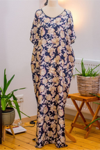 Luxury Crepe Silk Boubou Maxi Dress | One Size Free (S–L) | 140cm |Evening Bloom