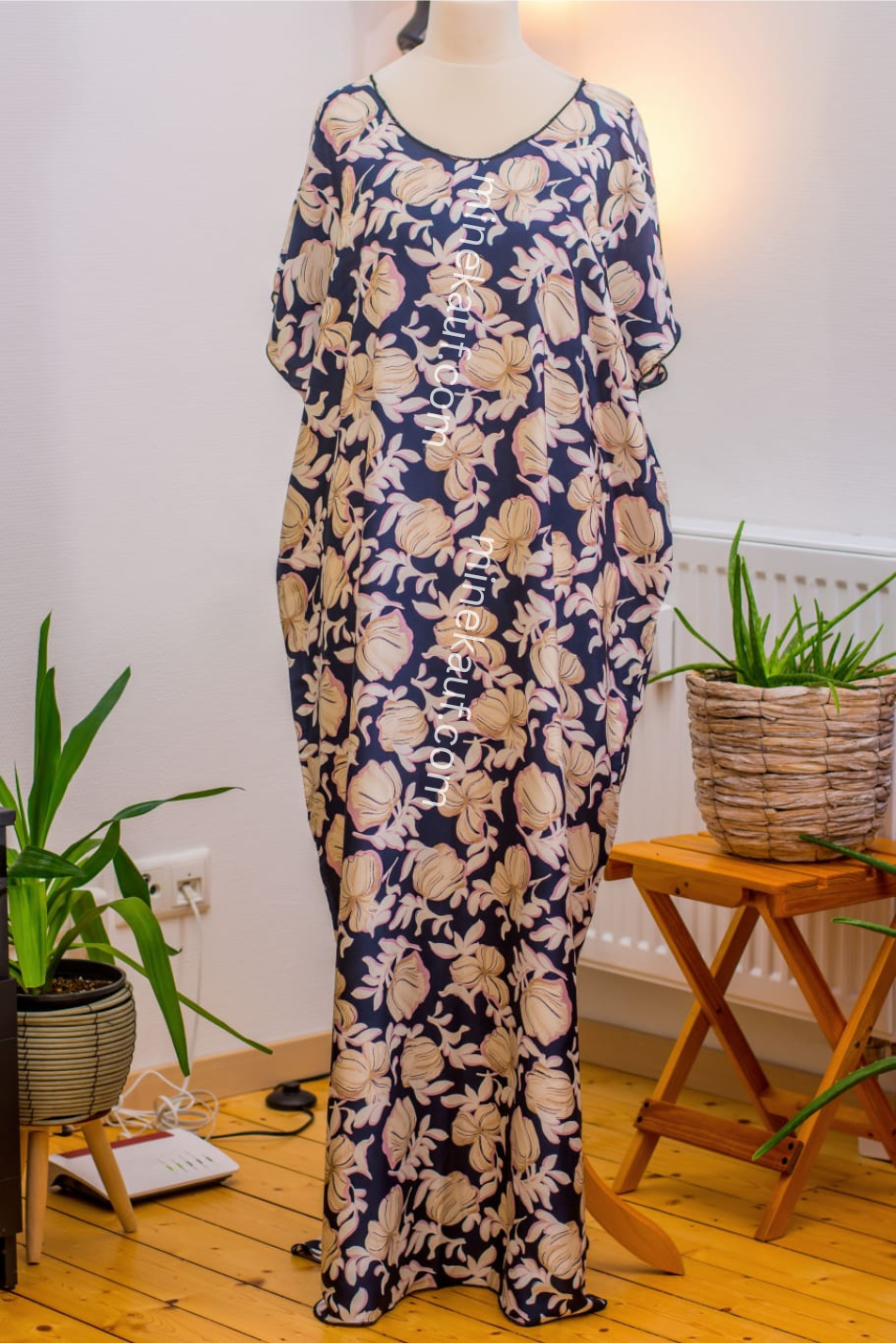 Luxury Crepe Silk Boubou Maxi Dress | One Size Free (S–L) | 140cm |Evening Bloom