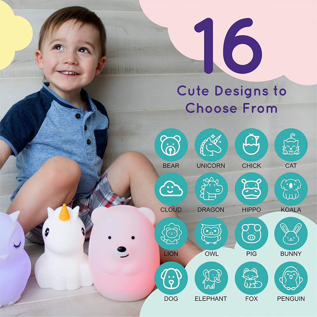 Pepper the Puppy Dog Squishy Silicone Night Light for Kids | Cute Night Light with Remote & Touch Control for Baby & Toddler Bedrooms | Color Changing Animal Lamp | Soft Portable Nightlight