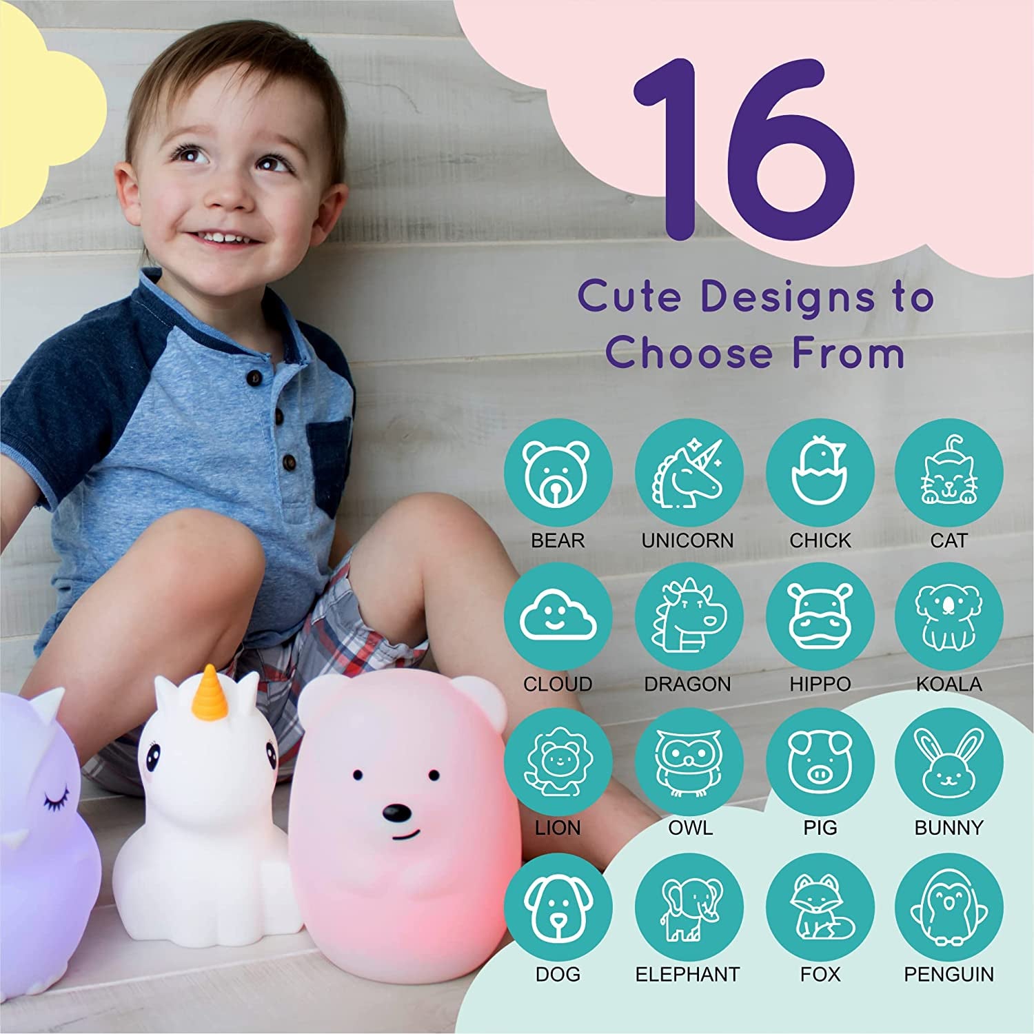 Pepper the Puppy Dog Squishy Silicone Night Light for Kids | Cute Night Light with Remote & Touch Control for Baby & Toddler Bedrooms | Color Changing Animal Lamp | Soft Portable Nightlight