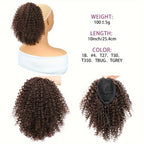 Short Afro Kinky Curly Drawstring Ponytail – 25cm Voluminous Synthetic Clip-In Extension for Effortless Natural Style
