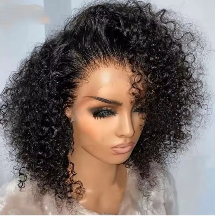 Bob 180 Density Virgin Curly HD Full Lace Frontal Wig Natural Human Hair
