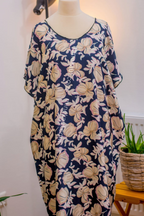 Luxury Crepe Silk Boubou Maxi Dress | One Size Free (S–L) | 140cm |Evening Bloom