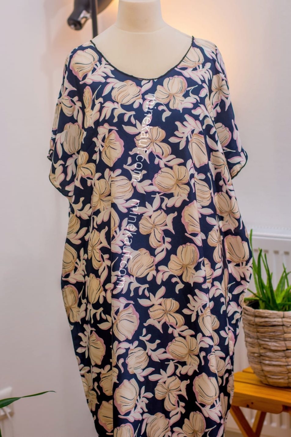 Luxury Crepe Silk Boubou Maxi Dress | One Size Free (S–L) | 140cm |Evening Bloom