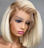 Bob Length 180% Density Virgin Straight HD Full Lace Frontal Wig Human Hair