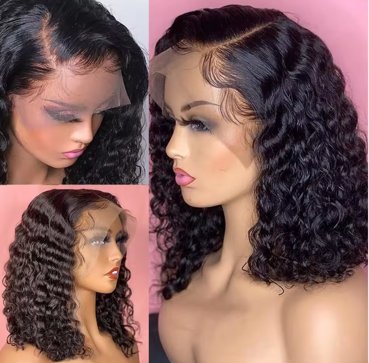 Bob 180 Density Virgin Curly HD Full Lace Frontal Wig Natural Human Hair