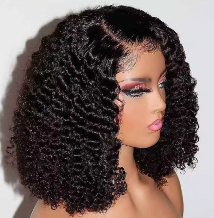 Bob 180 Density Virgin Curly HD Full Lace Frontal Wig Natural Human Hair