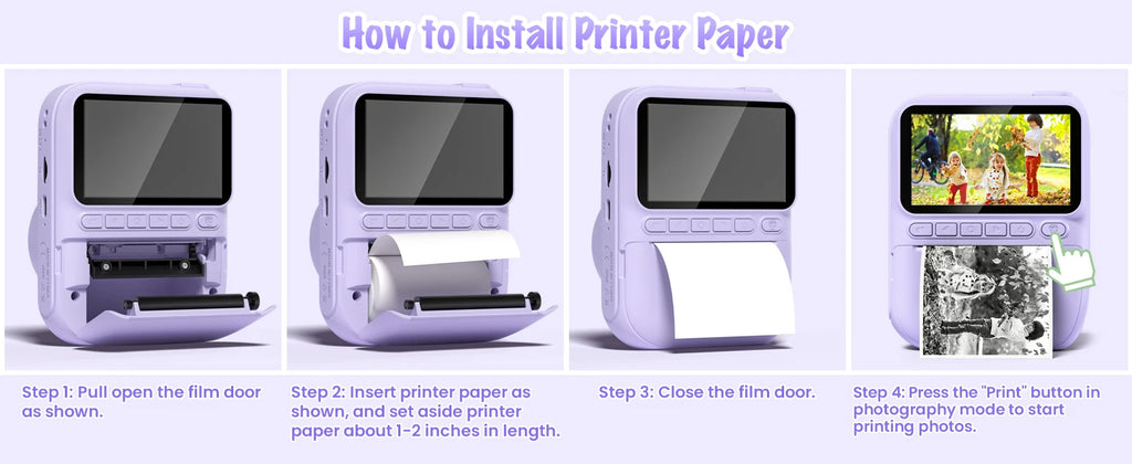 Kids Instant Print Camera – 3" HD 1080P Screen, 32MP, Zero-Ink Printing, 32GB SD Card & 3 Paper Rolls – Perfect Gift for Ages 6–12