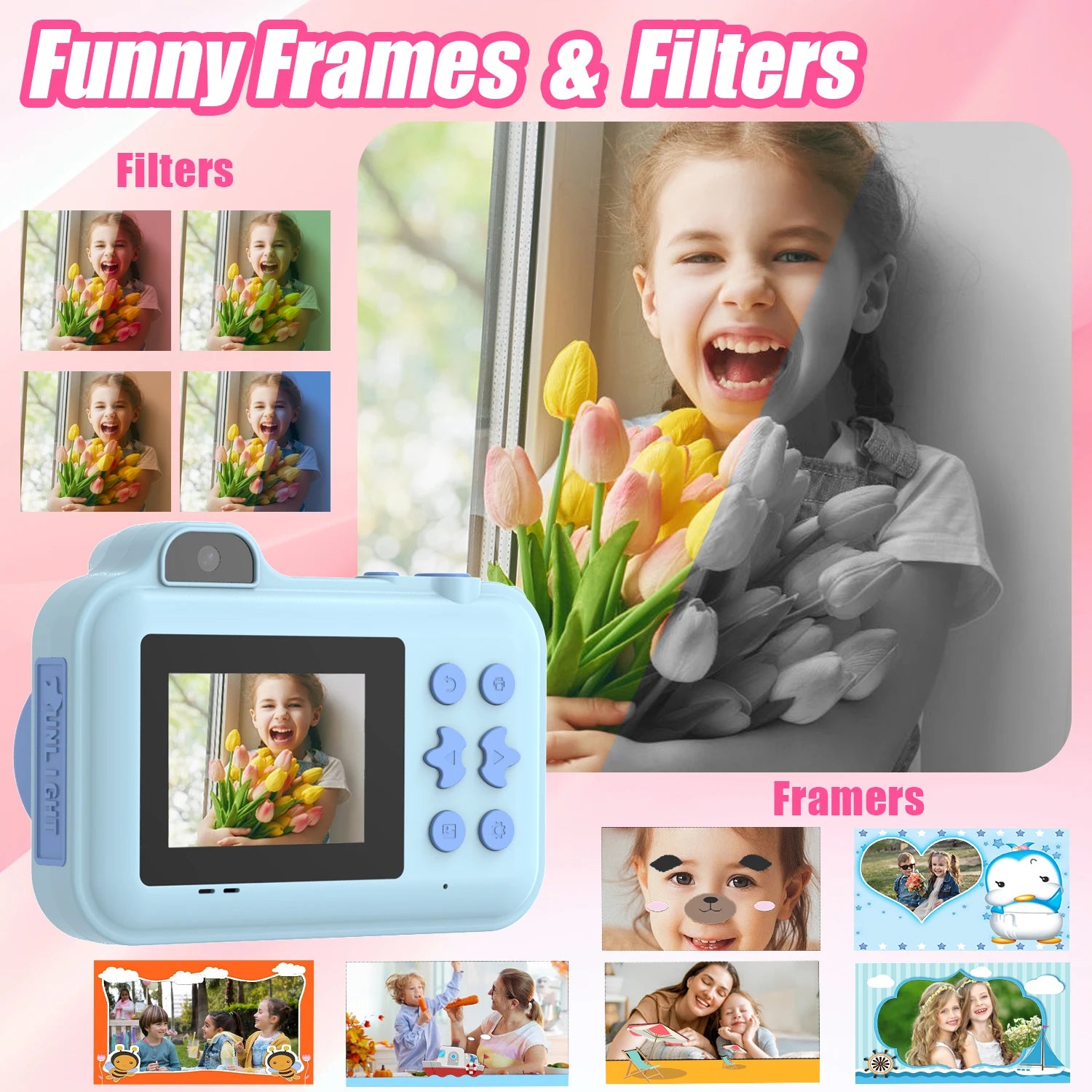 Instant Print Camera – HD Dual Lens, 16x Zoom, 1080P Video, MP3, Games & Instant Printing – Perfect Creative Gift for Kids