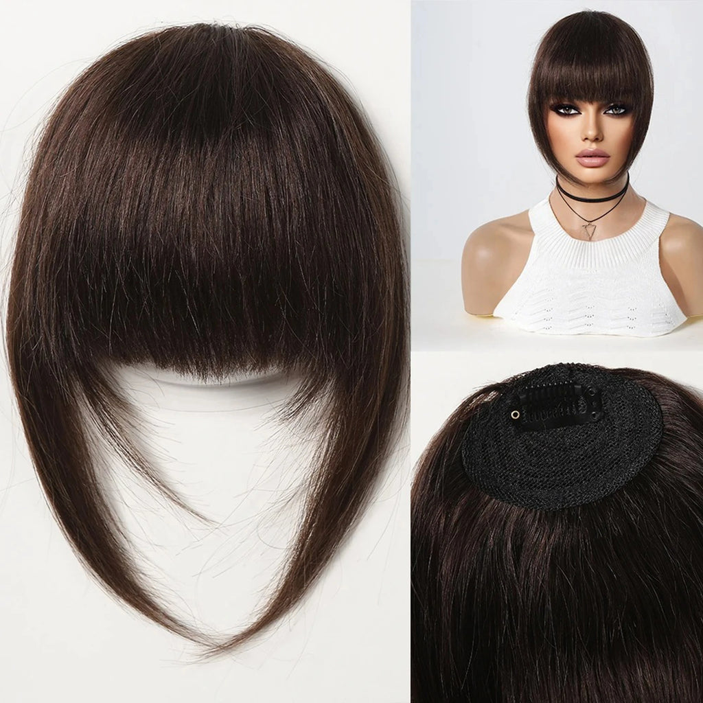 100% Human Hair Clip-In Bangs with Sideburns – Natural Blunt Fringe, Real Remy Hair, Easy Clip Attachment, Instantly Transforms Your Look