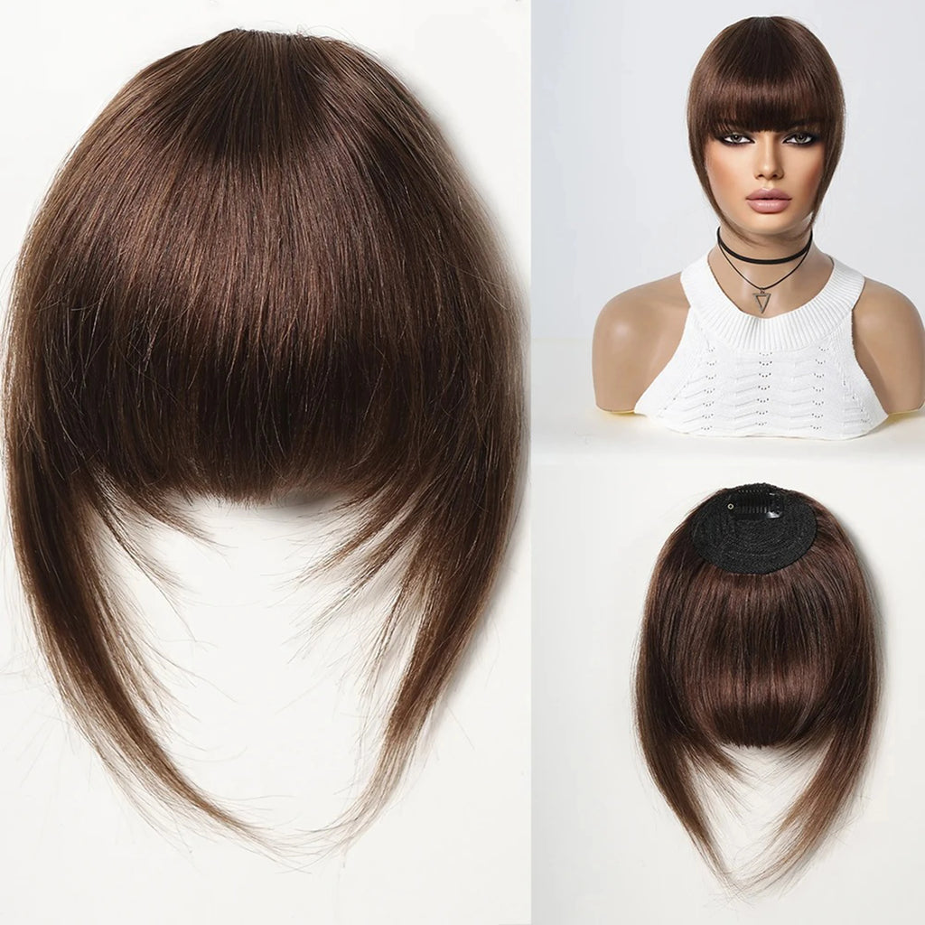 100% Human Hair Clip-In Bangs with Sideburns – Natural Blunt Fringe, Real Remy Hair, Easy Clip Attachment, Instantly Transforms Your Look